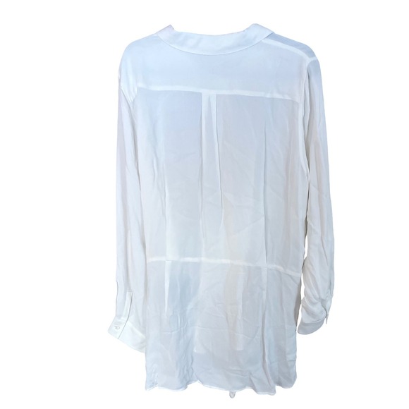 NWOT Donna Karan New York Black Label White Viscose Tie Front Tunic Shirt XL - Picture 4 of 9